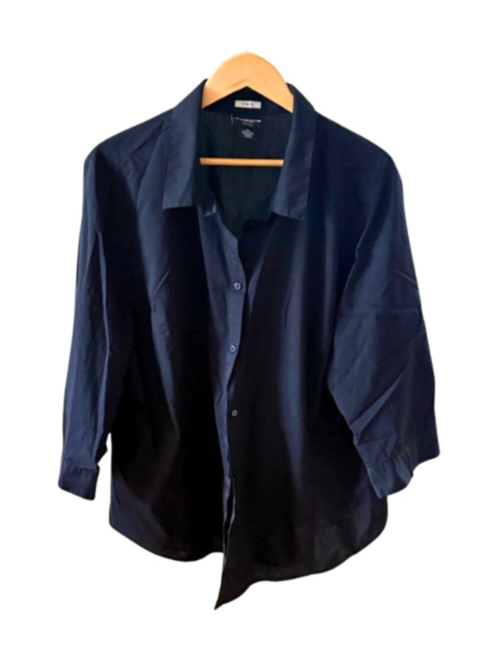Liz Claiborne  Cotton Blend Black Button Down With Stretch Career Blouse  3X